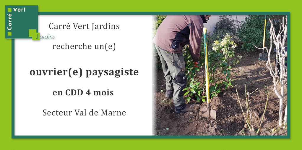 Carré Vert Jardins recrute un.e ouvrier.e paysagiste